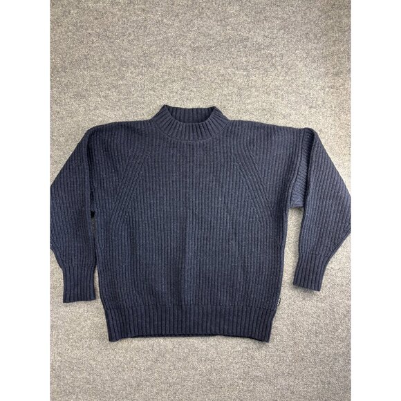 Picture Organic Clothing Merino Wool Sweater Men's Large Navy Blue Cable Knit - Picture 1 of 8